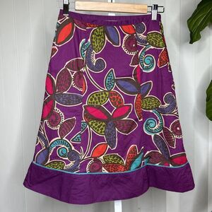 Boden A Line Cotton Skirt Purple Color Floral Print Size 2